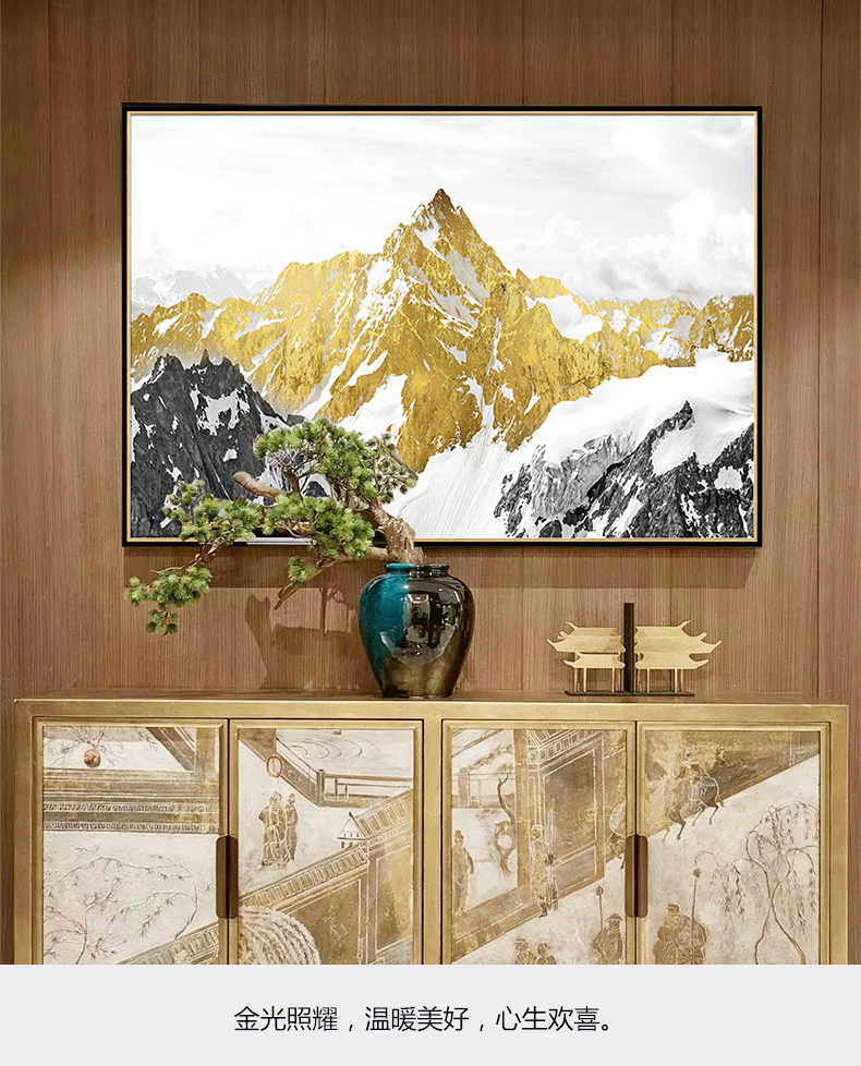 现代油画 客厅别墅沙发背景墙挂画 靠山招财画 纯手绘油画 雪山圣景（单）